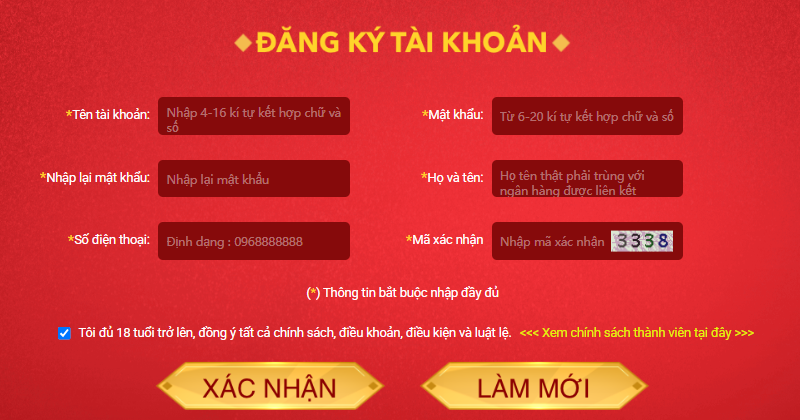 Cung cấp thông tin đăng ký SODO Casino theo bảng mẫu