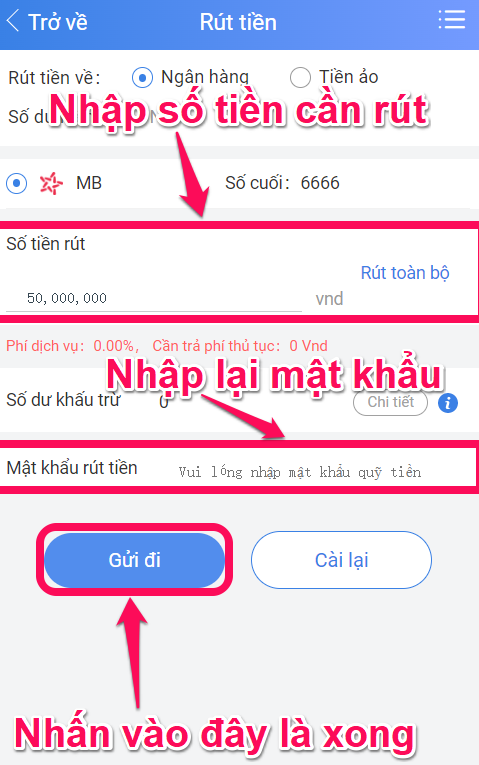 Hoàn thành việc rút tiền SODO Casino